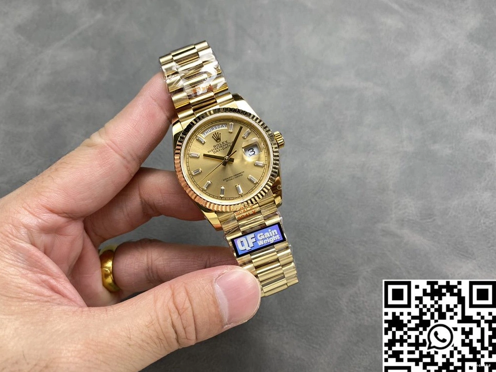 Gold Date Gold Rolex Yellow 36mm Dial v5 Day Tungsten Steel M128238-0045 QF Factory 0430